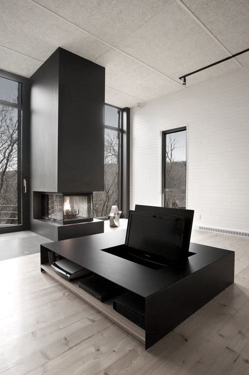 Conceal Your Television with a Coffee Table's Pop-Up Feature