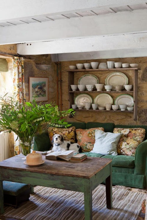 Open Shelving Displaying Varied Ceramic Dishware