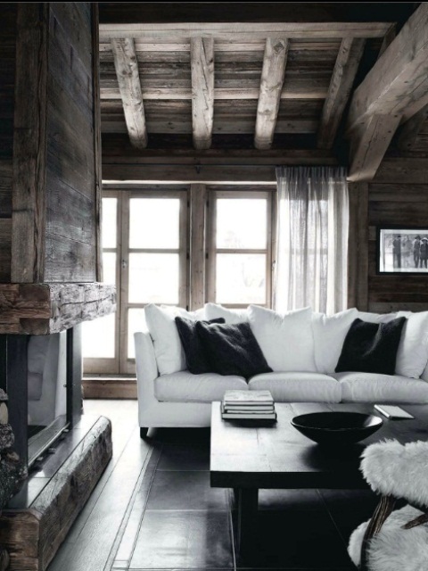 Dark Wood Coffee Table Anchors White Sofa Arrangement