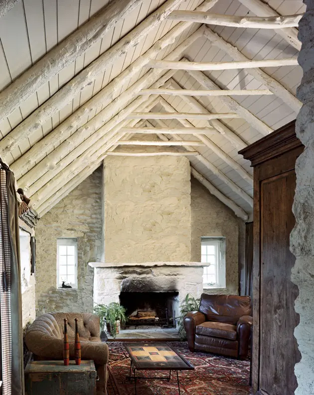 Rough-Hewn Ceiling Beams Add Rustic Charm