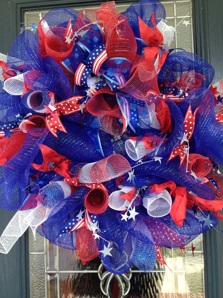 Red, White, and Blue Mesh with Stars for a Textured Wreath