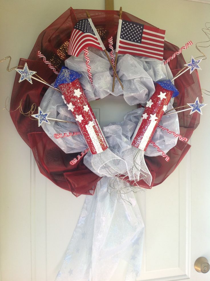 Explosive Firework Rockets and Stars for a Bold Fourth of July Wreath
