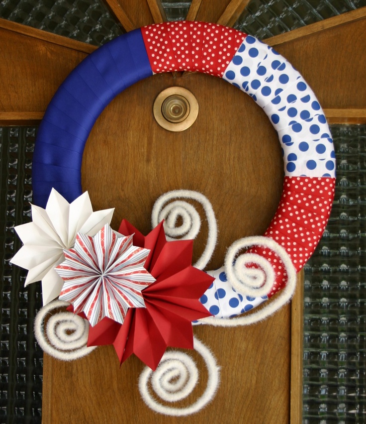 Fabric Sections and Paper Fans for a Textured Wreath
