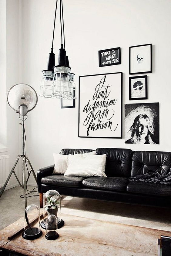 Gallery Wall With Varied Black Frames Adds Personality