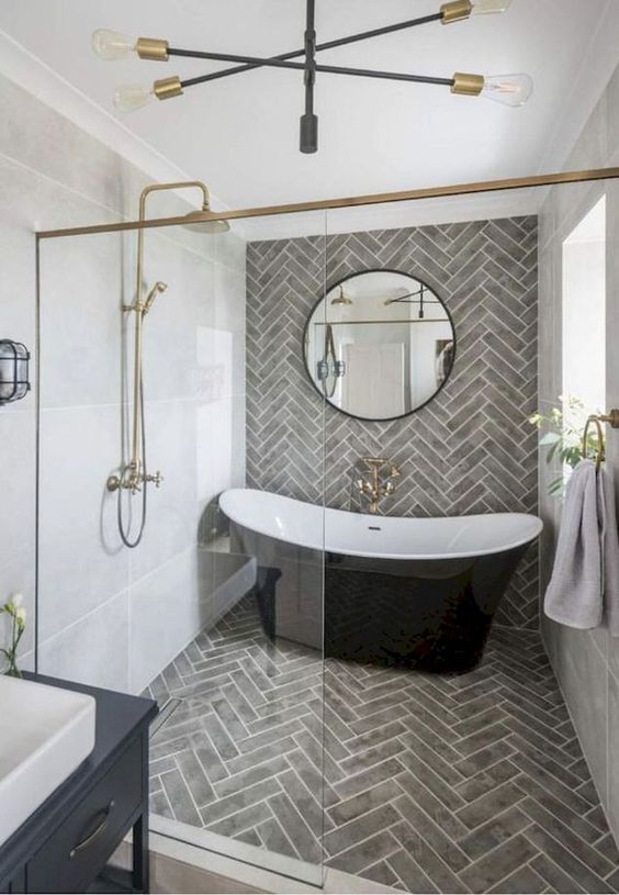 Herringbone Floor Tiles Add Patterned Sophistication