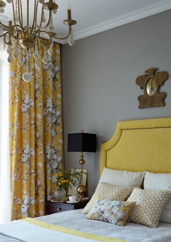 Floral Yellow Curtains Add a Cheerful Pattern