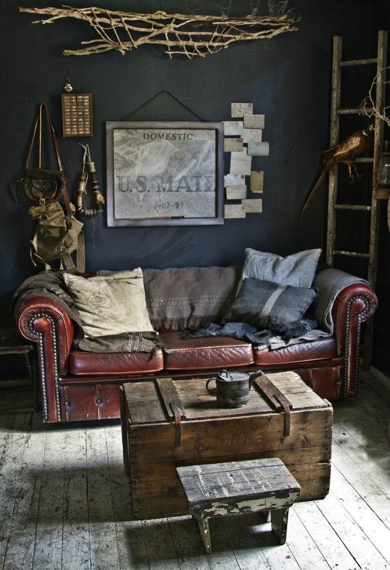 Wooden Crate Coffee Table With Attached Step Stool
