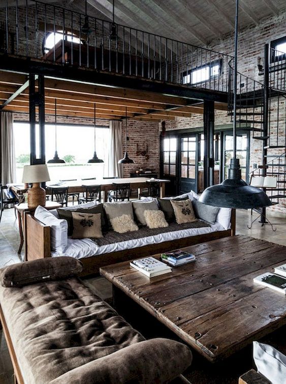 Distressed Wood Coffee Table Grounds the Seating Area