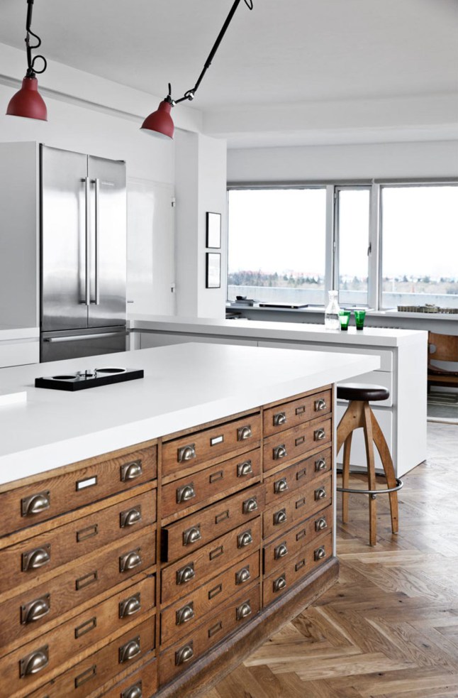 Vintage Apothecary Drawers Offer Abundant Kitchen Storage