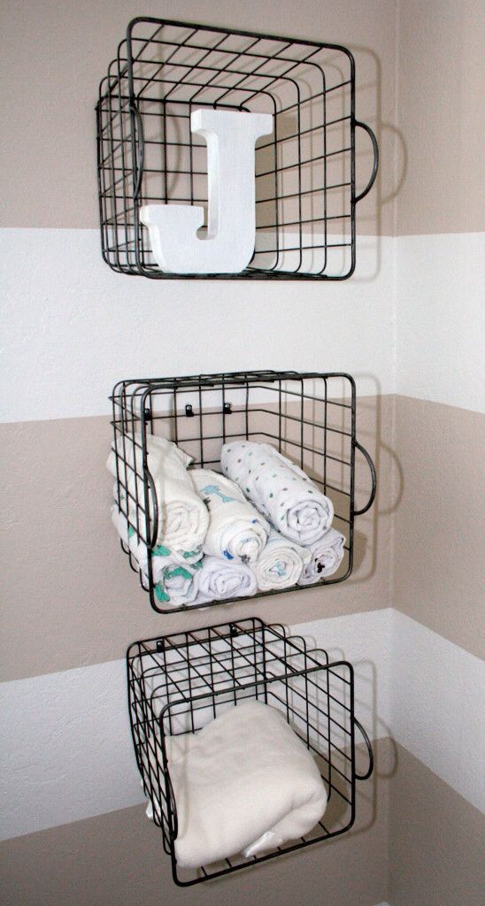 Wire Wall Baskets for Rolling Swaddles and Blankets