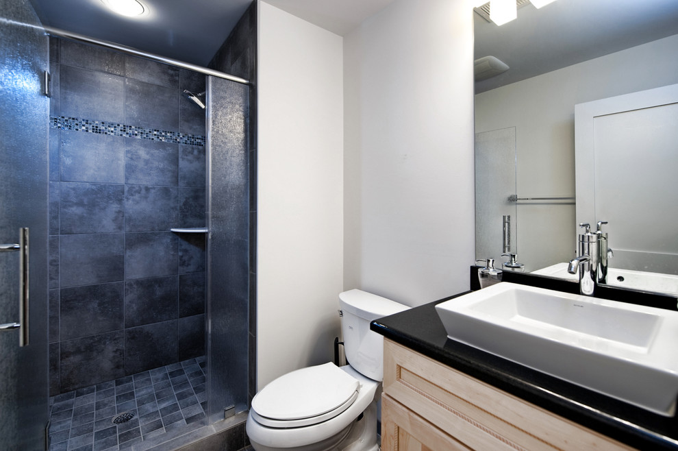 Dark Tile Accent Wall Adds Depth to Shower Enclosure