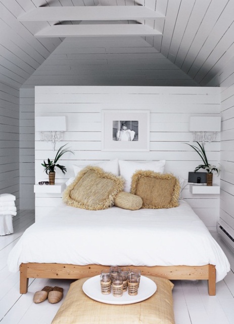 Keep Bedside Essentials Accessible on Floating White Shelves