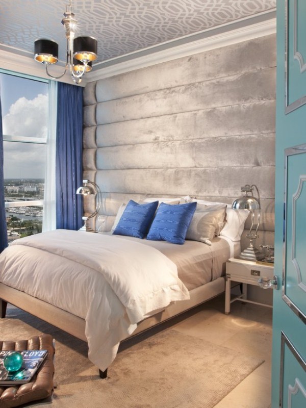 Padded Wall Panels Add Soft Texture Behind the Bed