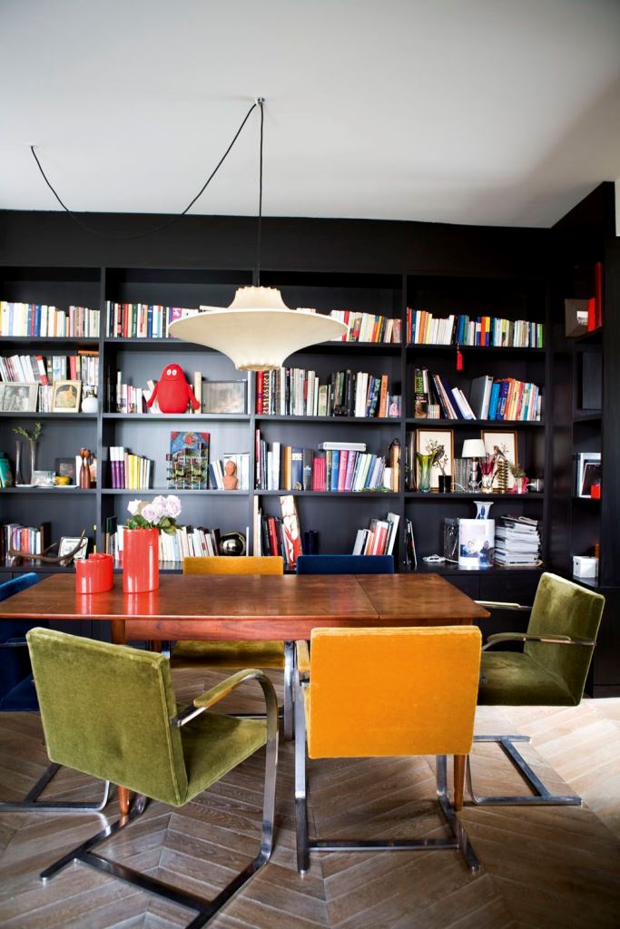 Velvet Dining Chairs Add Pops of Color to a Wood Table
