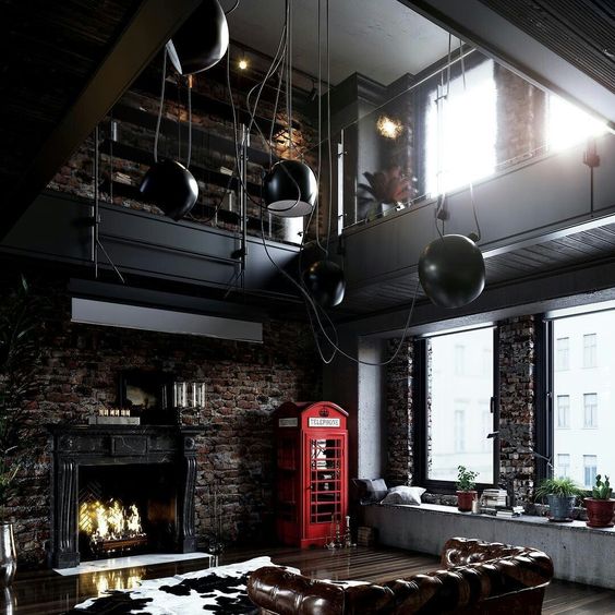 Black Pendant Lights Create Dramatic Vertical Lines