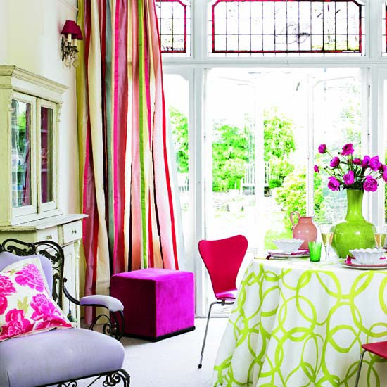 Striped Curtains Bring a Rainbow of Color to the Room