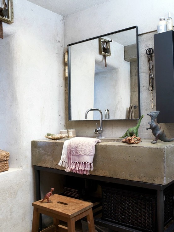 Concrete Sink Base Adds Industrial Texture