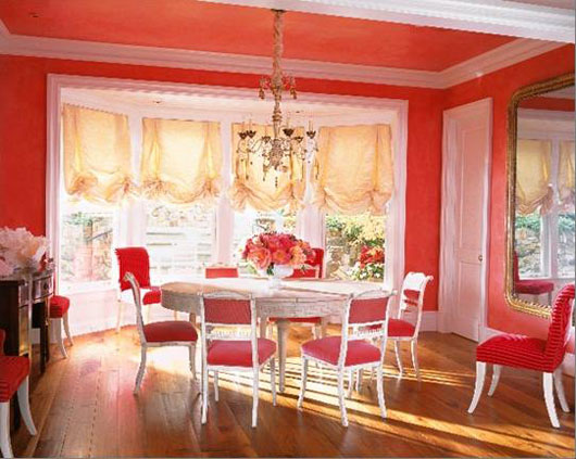 Punchy Contrast with Red and White Chairs