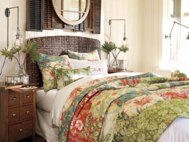 Woven Headboard Adds Natural Texture Behind the Bed