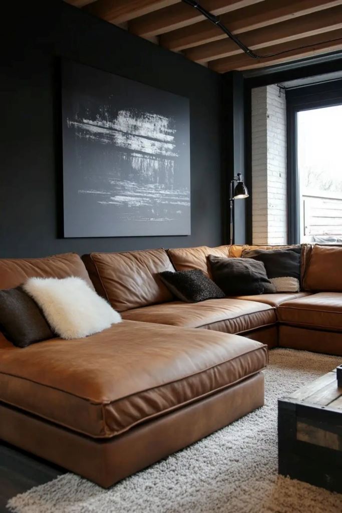 Anchor Dark Walls with Oversized Abstract Art