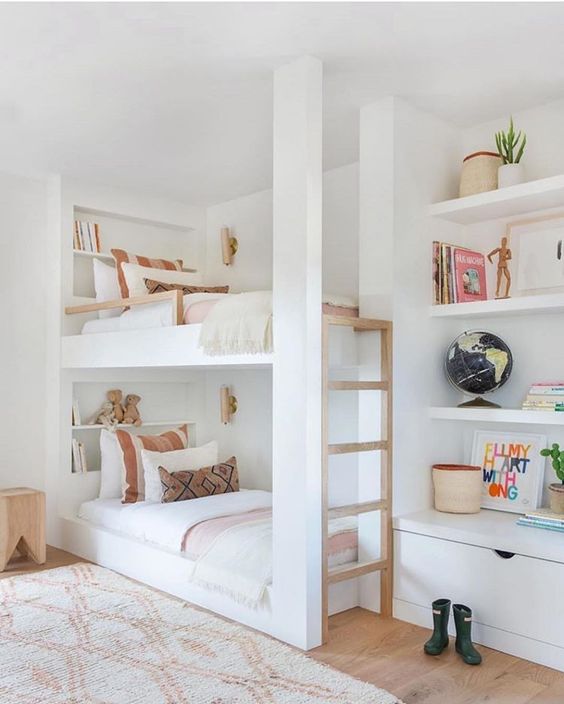 Bunk Bed Nooks with Integrated Wall Sconces
