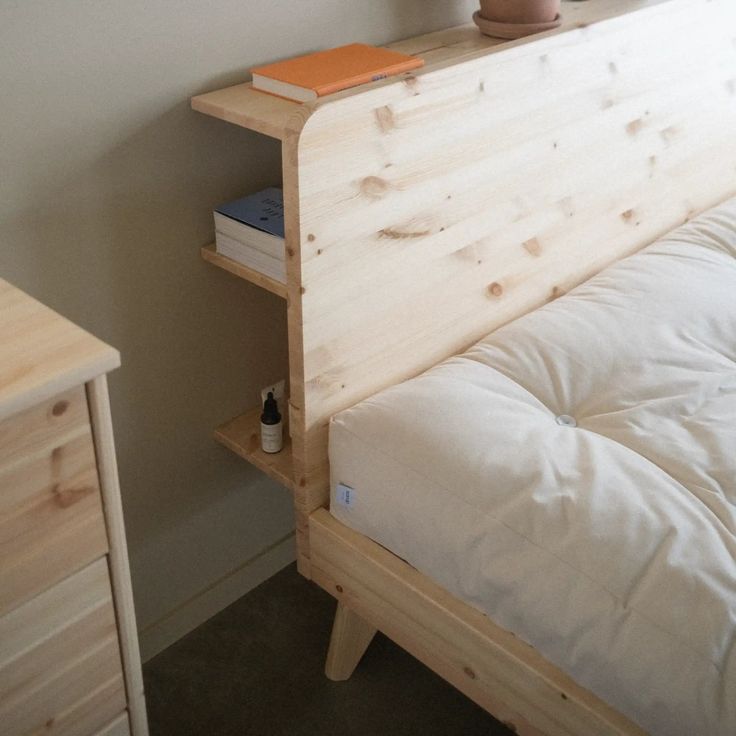 Wood Headboard With Integrated Side Shelves For Essentials