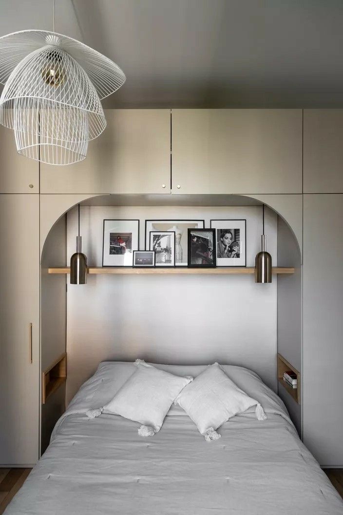 Archway Niche With Integrated Wood Shelf for Photos