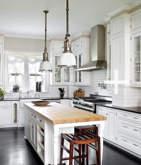Industrial Pendant Lights Add Task Lighting Over Island