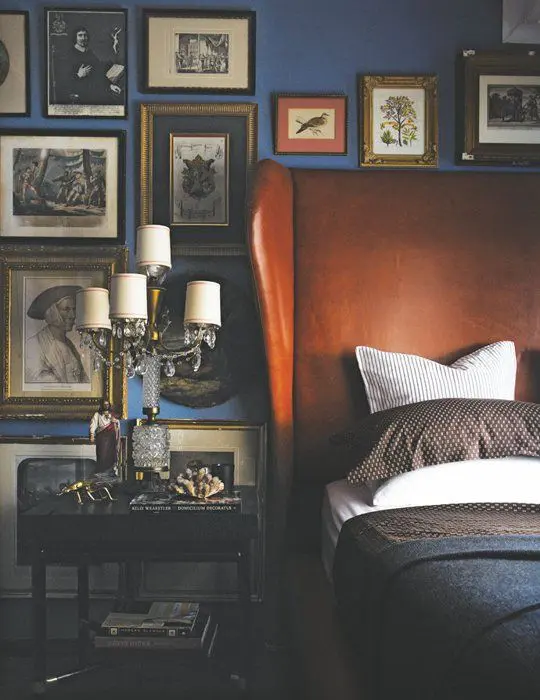 Leather Wingback Headboard Adds Warmth to Gallery Wall