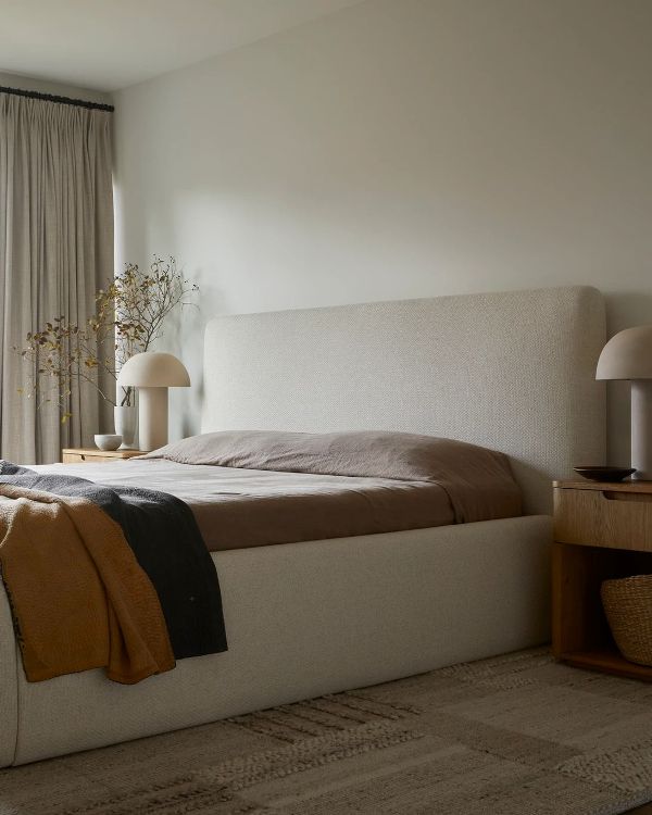 Textured Upholstered Headboard Creates a Soft Focal Point