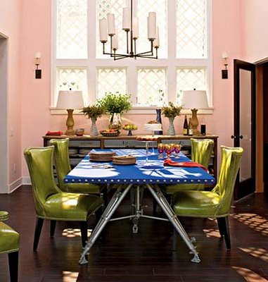 Playful Pattern with a Blue Tablecloth and White Polka Dots