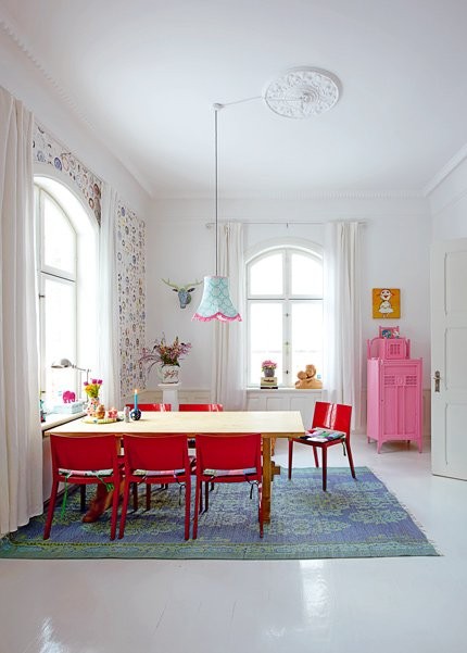 Bright Red Chairs Add a Playful Pop of Color