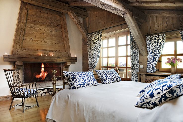 Wooden Chair With Blue Patterned Cushion Adds Cozy Seating