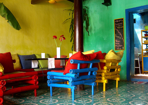 Bamboo Chairs in Bold Primary Colors for Playful Seating