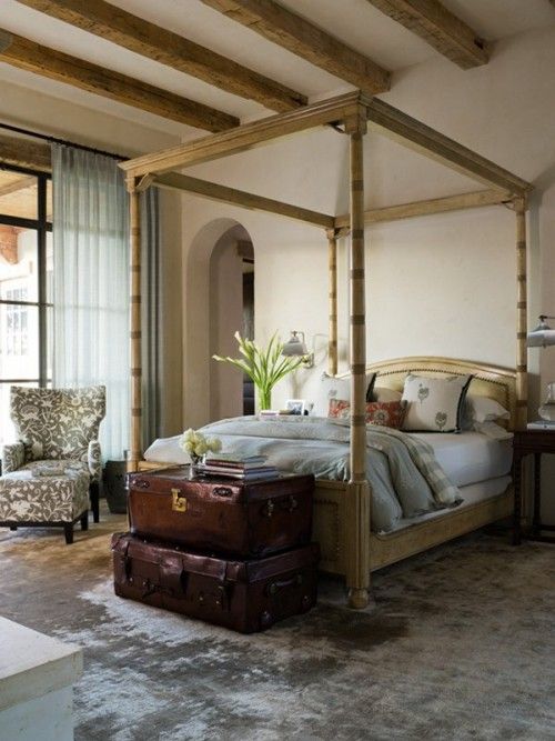 Stack Leather Trunks for Unique Bedside Storage