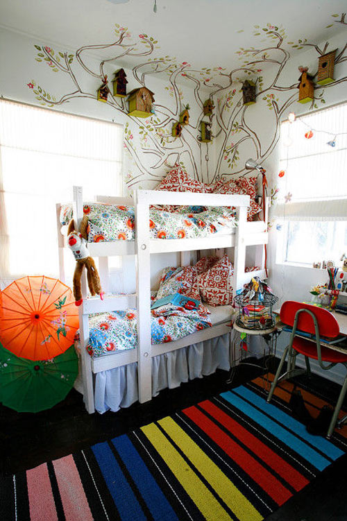 Enchant the Room With a Whimsical Tree Mural and Birdhouses