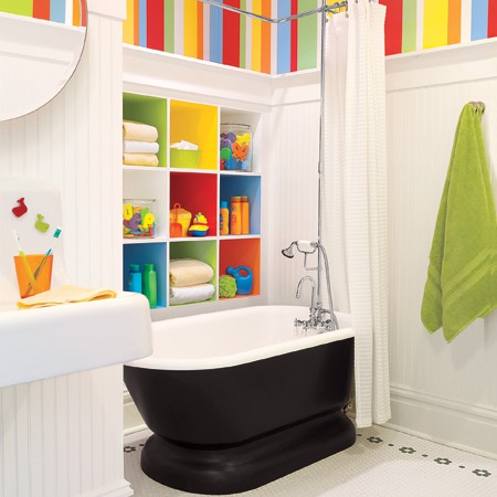 Colorful Cubbies Organize Bath Time Essentials