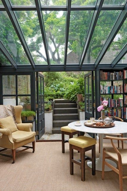 Tall Bookshelves Create a Cozy Reading Nook