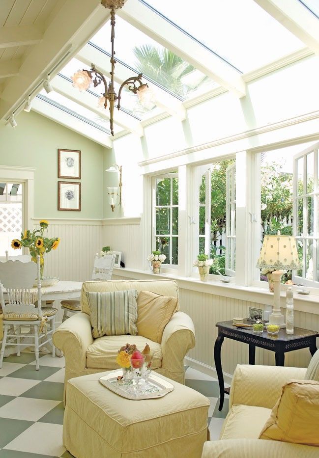 Checkered Floor Adds Graphic Interest To Your Sunroom