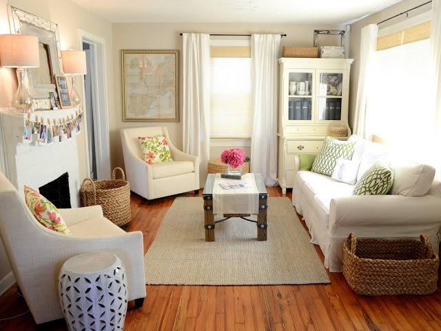 Woven Baskets Tucked Beside Seating Add Cozy Storage