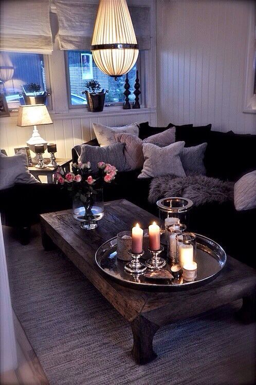 Group Candles for Ambiance on a Silver Tray