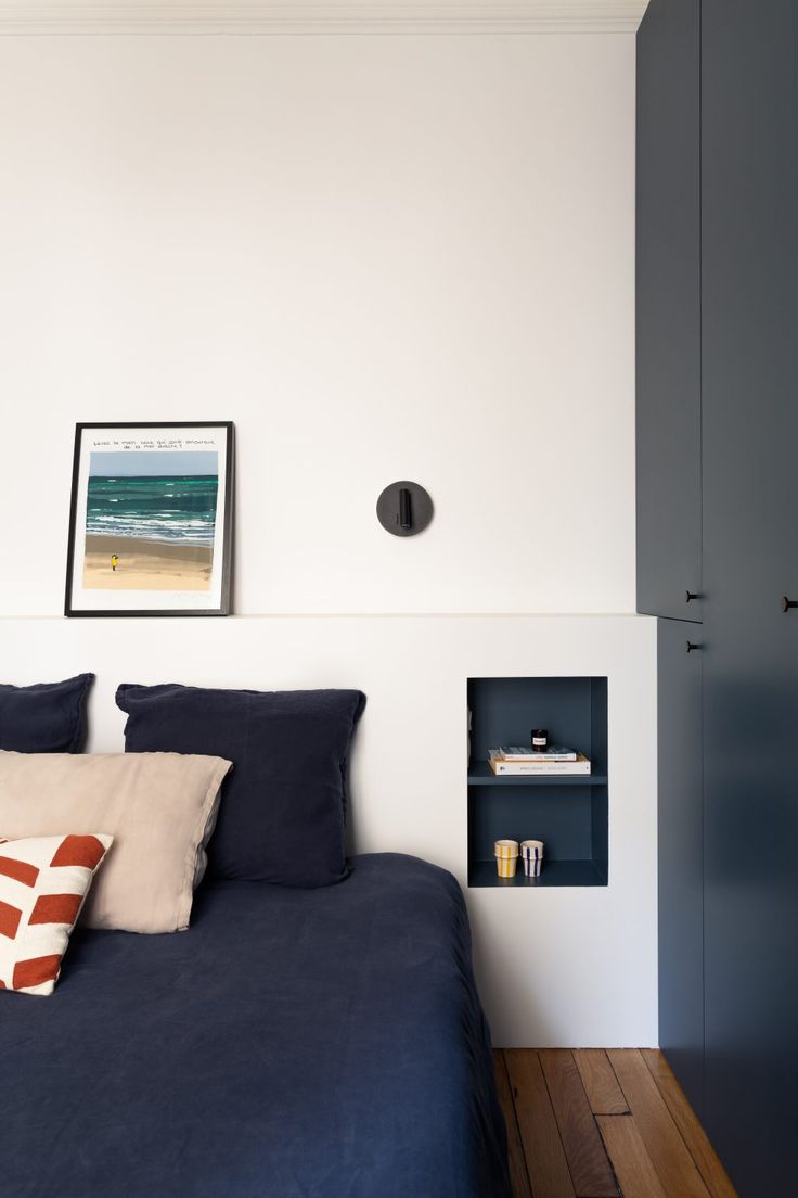 Recessed Blue Niche For Bedside Essentials