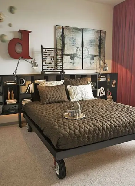 Modular Cubby Headboard With Integrated Task Lighting