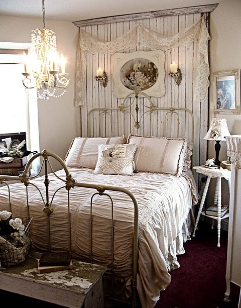 Distressed Wood Plank Headboard Creates a Textured Backdrop