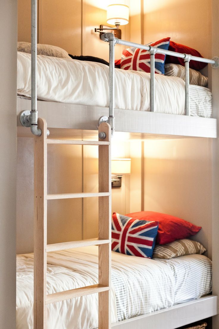 Wooden Ladder with Metal Railing for Industrial Bunk Bed Style