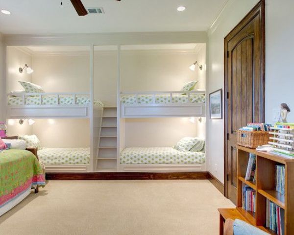 Built-in Bunk Beds with Integrated Wall Sconces