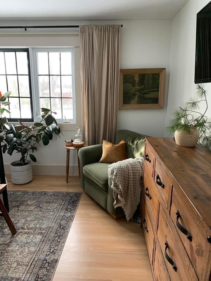Wooden Dresser With Black Hardware Adds Rustic Storage