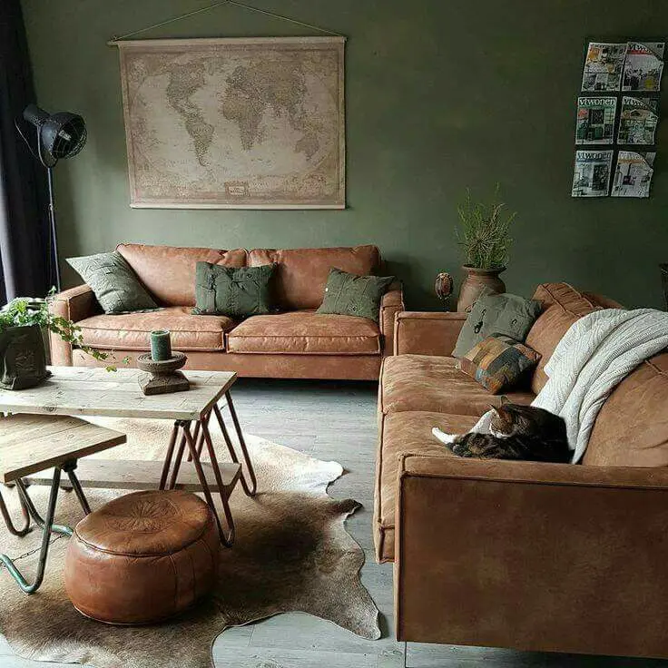 Include a Leather Pouf for an Earthy Accent
