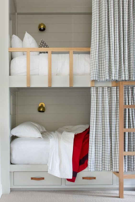 Gingham Curtains Add Cozy Charm to Bunk Nooks