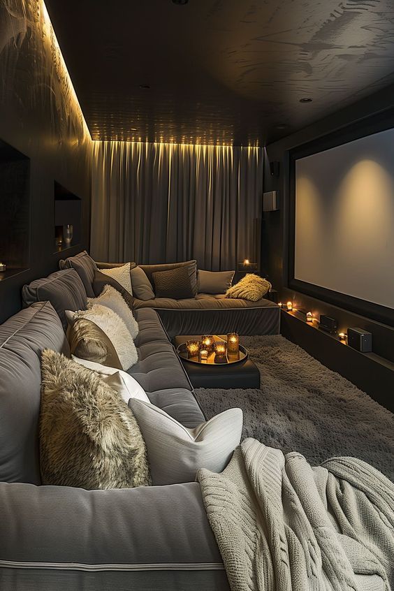 Tray of Candles Creates Cozy Ambiance on Ottoman
